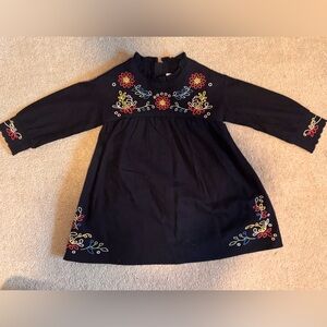 Chloe Embroidered Navy Blue Toddler Dress